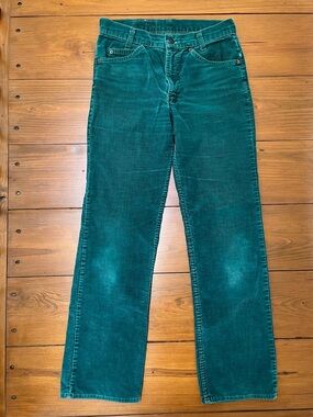 Vintage 1970’s Levi’s Green Corduroy Bootcut Pants - Orange tab